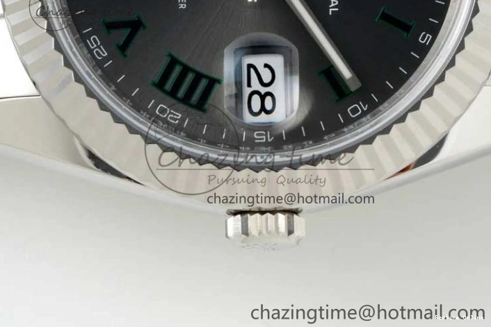 0212 DateJust 41 126334 NTF 1:1 Best Edition 904L Steel Gray Dial Green Roman on Oyster Bracelet VR ZeroBulk 2285